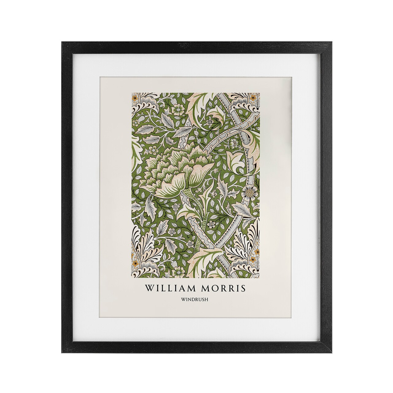 Stupell Industries William Morris Windrush Pattern Black Framed Print Under Glass, design by Vintage Hustle